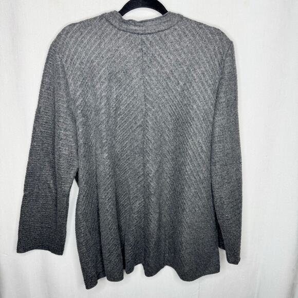 HABITAT / gray plush fuzzy button up cardigan sweater jacket / L - Picture 2 of 9